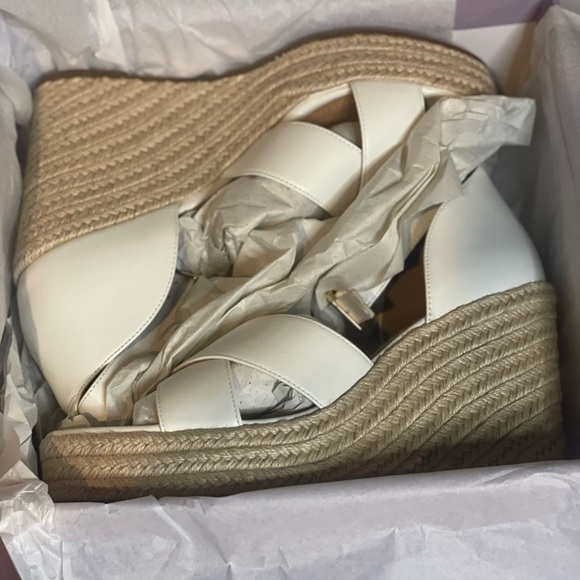 Lisa Vicky Gemi Platform Espadrille Wedge White‎ Sandals, size 10 - Picture 8 of 9